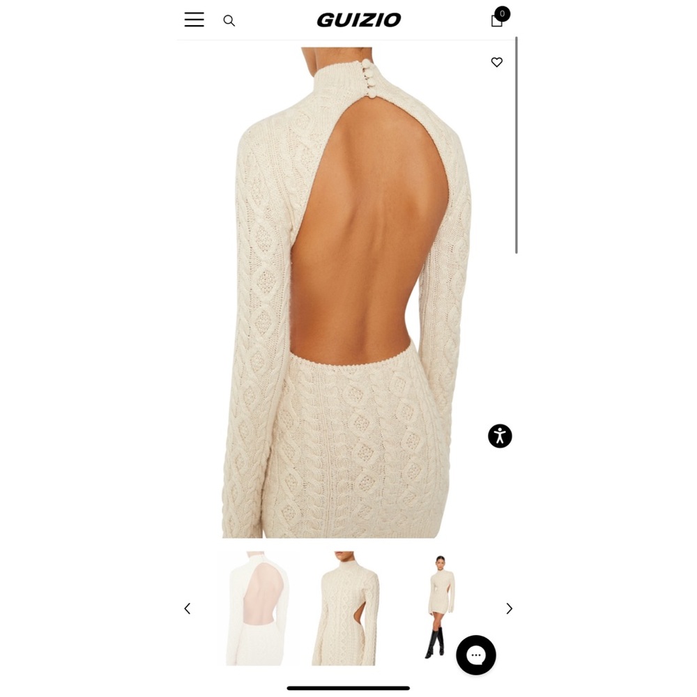 DANIELLE GUIZIO - Cable Knit Backless Turtleneck Dress - Picture 5 of 12